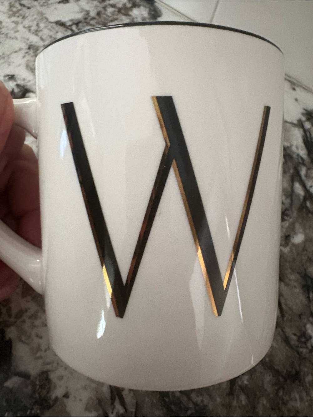 Threshold White Monogram “W”Ceramic Mug Black & Gold Coffee Tea Cup NWOT